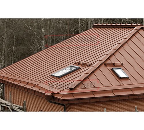 Кликфальц Pro 0,5 Satin RAL8004 терракота с пленкой на замках