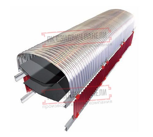 Продольно гнутый профнастил для укрытий конвейеров Н112ПГ-807, 0,6, нержавеющий