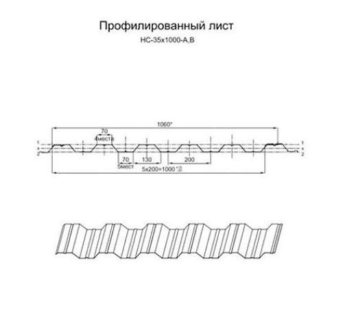 Профнастил нержавеющий НС35 0.35 AISI 430