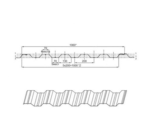 Профнастил НС35ПГ-0.8, Ширина-1100, Полиэстер RAL7004